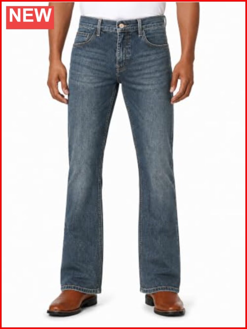 Men's Stretch Regular Fit Western Bootcut Jeans Embroidered Pockets